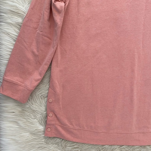J. Jill Fit Pink Crewneck Long Sleeve Pullover Side Button Sweatshirt Tunic Top - Picture 3 of 7